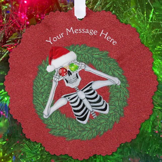 Fun Christmas Skeleton Holding Ornaments in Wreath (Creator Uploaded)