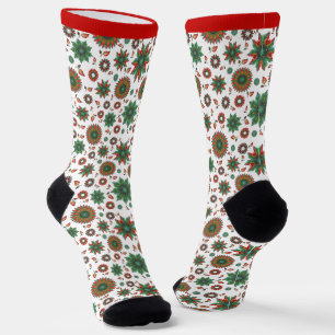 Fun Christmas Socks in Red Green & White