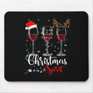 Fun Christmas Spirits Glasses Of Wine Xmas Holiday Mouse Pad