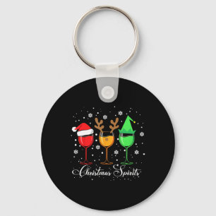 Fun Christmas Spirits Gles Of Wine Xmas Holidays P Key Ring