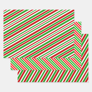 Fun Christmas-Themed Colours Stripes Pattern Wrapping Paper Sheet