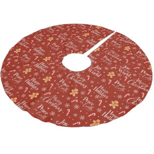 Fun Christmas Titles with Gingerbread Men Brushed Polyester Tree Skirt
