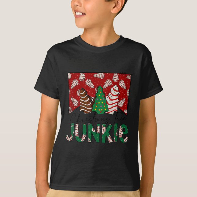 Fun Christmas Tree Cake Junkie Tis The Season West T-Shirt (Front)