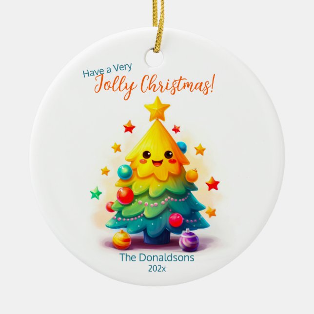 Fun Christmas Tree Ceramic Ornament (Front)