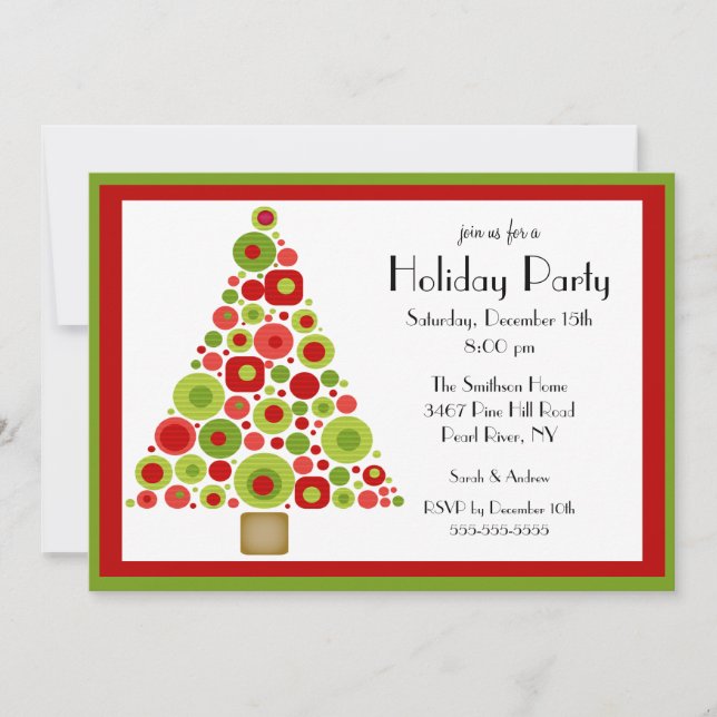 Fun Christmas Tree Christmas Party Invitation (Front)