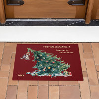 Fun Christmas Tree Dangling Cat Photo