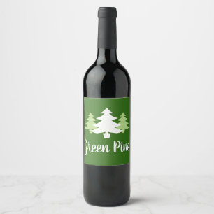 fun CHRISTMAS TREE silhouette Wine Label