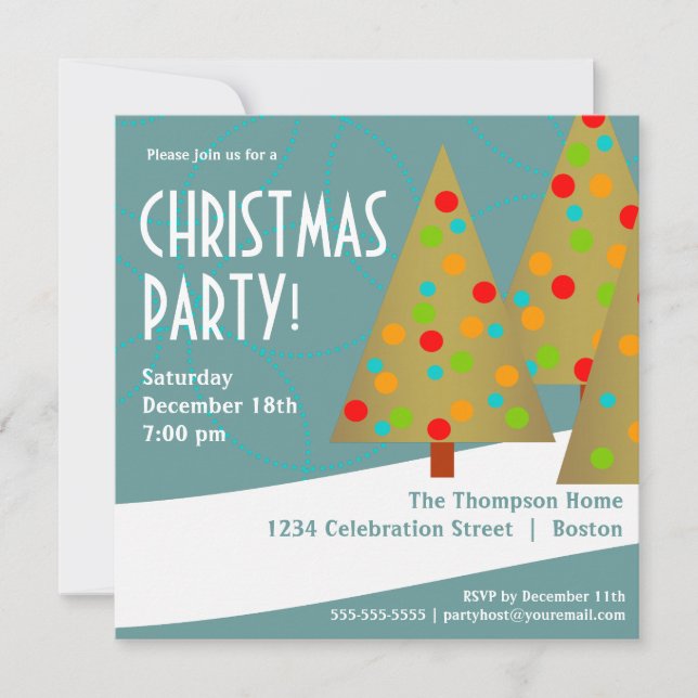 Fun Christmas Tree Trio Holiday Party Invitation (Front)