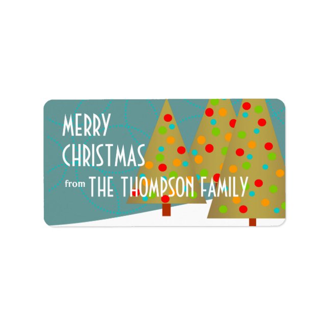 Fun Christmas Tree Trio Holiday Party Invitation Label (Front)