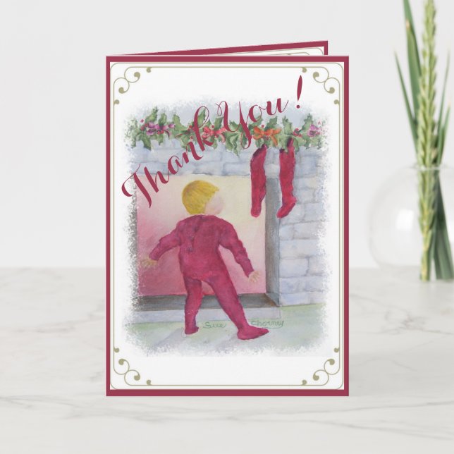 FUN CHRISTMAS WONDER FIREPLACE THANK YOU CARD (Front)