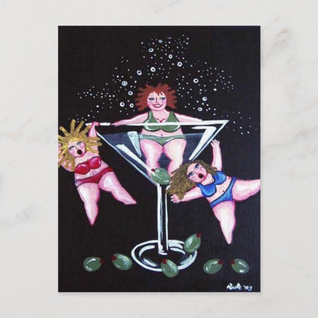 Fun Chubby Martini Divas Post Cards (Front)