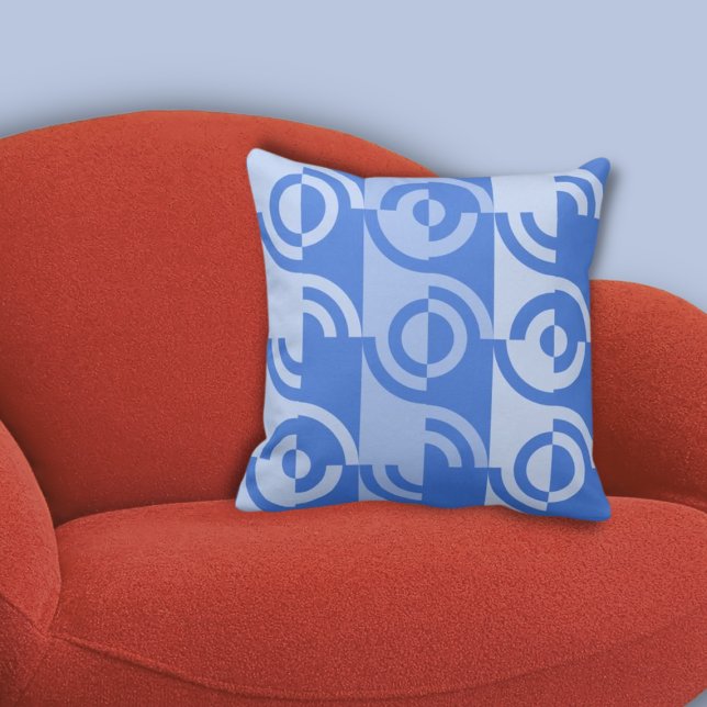 Fun Circular Fragments Pattern Blue Cushion (Fun Circular Fragments Pattern Blue Throw Pillow)