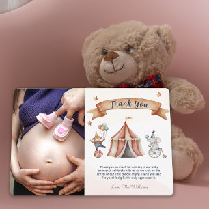 Fun Circus Animal Baby Shower Thank You Card