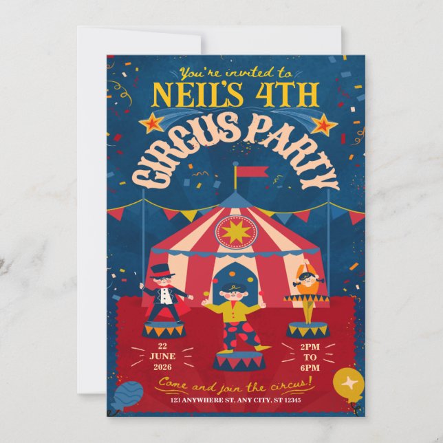 Fun Circus Birthday Party  Invitation (Front)