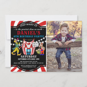 Fun Circus Children's Photo Carnival Birthday Invitation