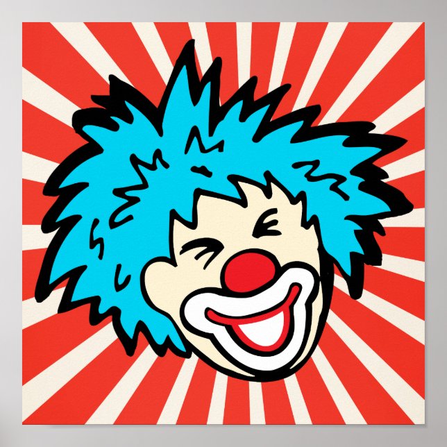 Fun circus clown bright graphic square poster (Front)