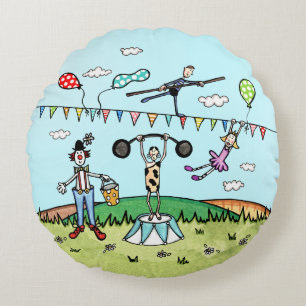 Fun Circus Themed Round Cushion