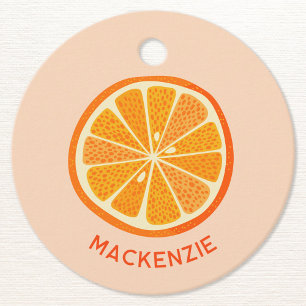Fun Citrus Orange Slice Personalised Favour Tags