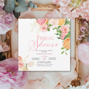 Fun Citrus Theme Fruit Floral Bridal Shower Invitation