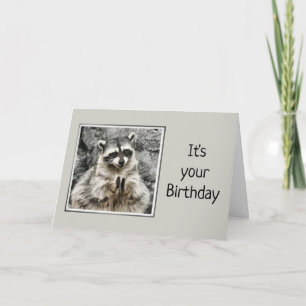 Fun Clapping Racoon Getting Old Humour Birthday Card