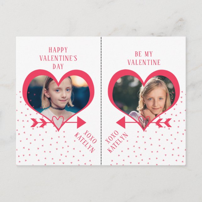 Fun Class Valentine's Day Party Heart Photo Cards (Front)
