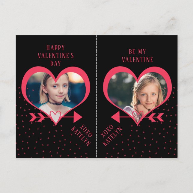 Fun Class Valentine's Day Party Heart Photo Cards (Front)