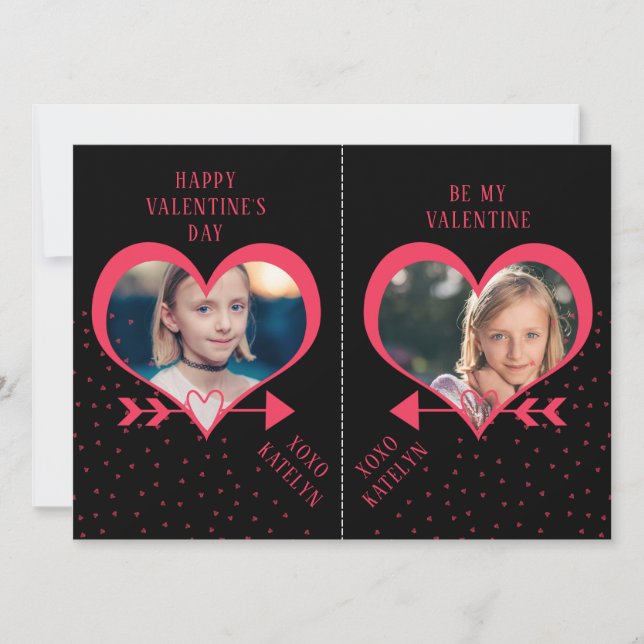 Fun Class Valentine's Day Party Heart Photo Cards (Front)