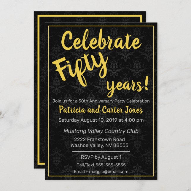 Fun Classic 50th Anniversary Invitation (Front/Back)
