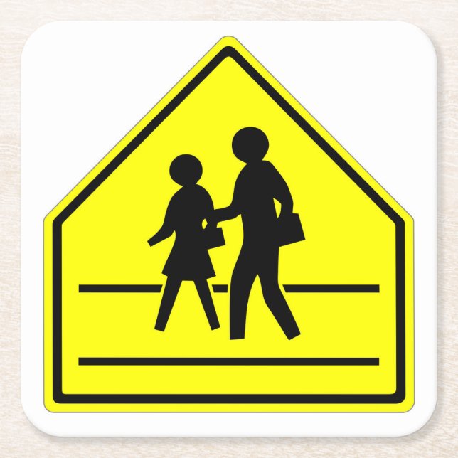 Fun Classic School Crossing Sign Coaster Set (Front)