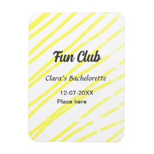 Fun Club bachelorette party yellow lines backgroun Magnet