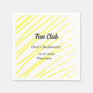 Fun Club bachelorette party yellow lines backgroun Napkin