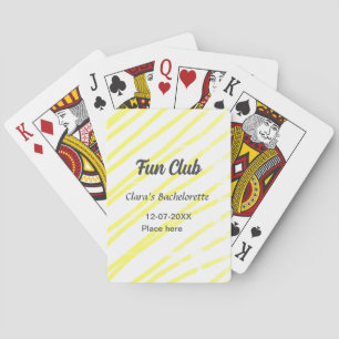 Fun Club bachelorette party yellow lines backgroun Playing Cards