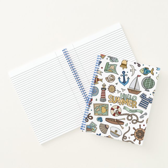 Fun Coastal Beach Illustrations Notebook (Inside)
