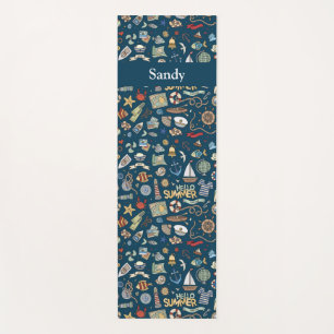 Fun Coastal Beach Nautical Design Yoga Mat