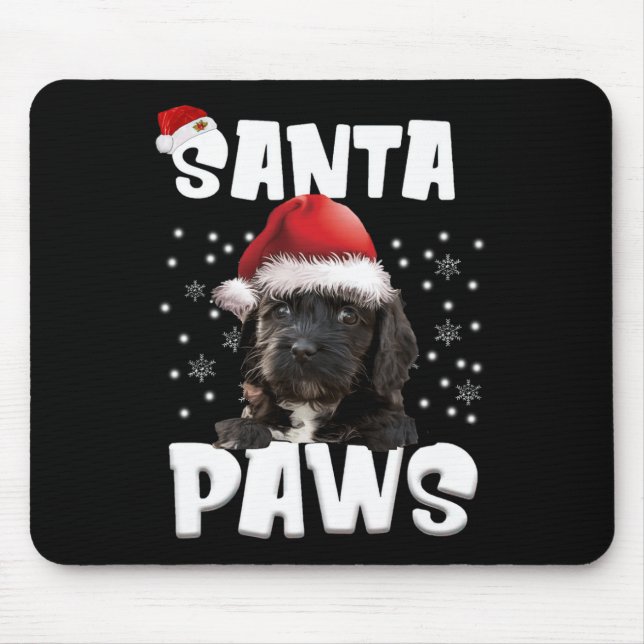 Fun Cockapoo Christmas Lights Tree Dog Lover Xmas  Mouse Pad (Front)