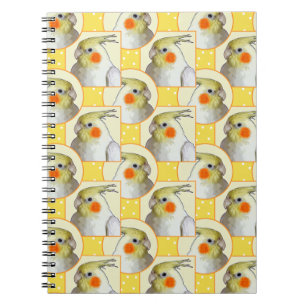 Fun Cockatiel Yellow White Pattern Pet Bird School Notebook