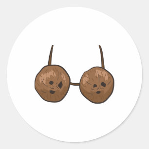 Fun Coconut Summer Coconuts Bra Fun Halloween Cost Classic Round Sticker