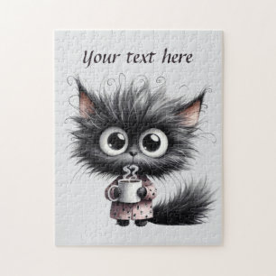 Fun coffee cat add text jigsaw puzzle
