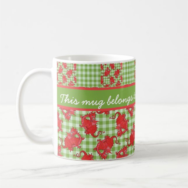 Fun Coffee Mug to Personalise: Cute Red Dragons (Left)