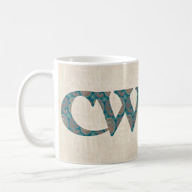 Fun Coffee Mug, Welsh Paisley Cwtch Slogan, Mug (Left)