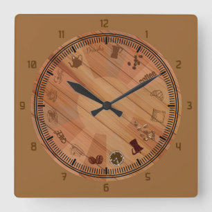 Fun Coffee Square Wall Clock