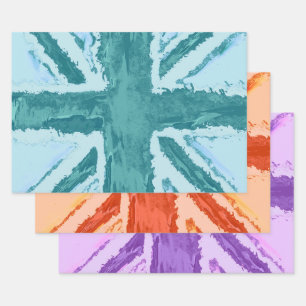 Fun Colored Union Jack by Heva Weva Craft / Gift Wrapping Paper Sheet