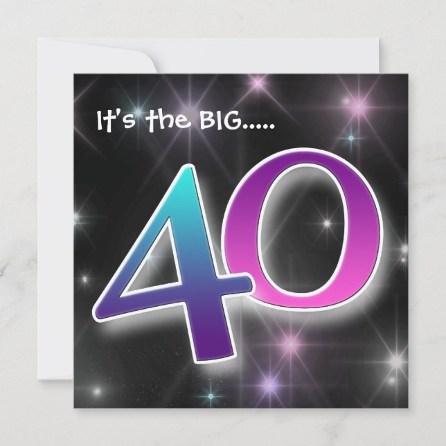 Fun & Colorful 40th Birthday Party Invitation (Front)