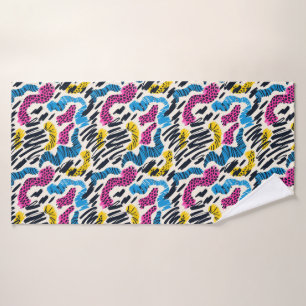 Fun colorful abstract drawing of animal patterns bath towel set