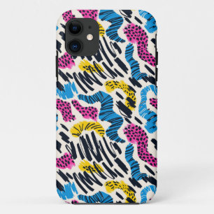 Fun colorful abstract drawing of animal patterns iPhone 11 case