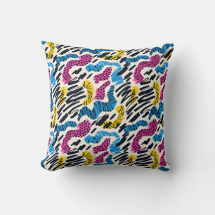 Fun colorful abstract drawing of animal patterns cushion