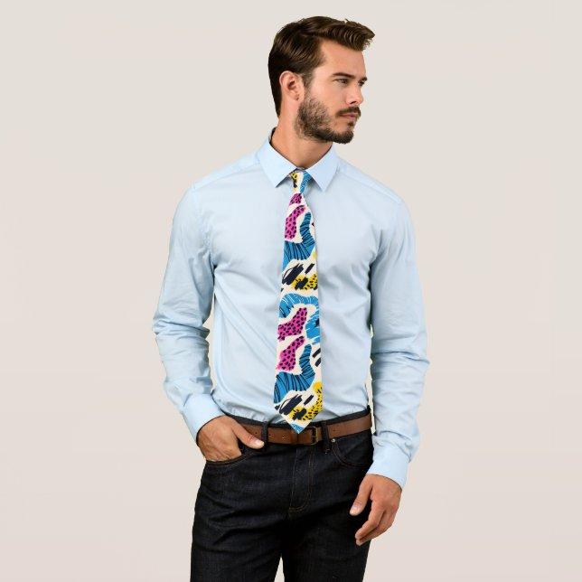 Fun colorful abstract drawing of animal patterns tie (In Situ)