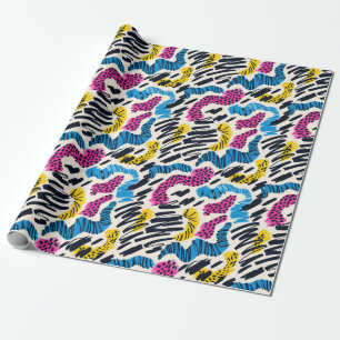 Fun colorful abstract drawing of animal patterns wrapping paper
