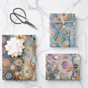 Fun Colorful Abstract Snowflakes Floral Art Wrapping Paper Sheet