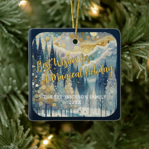Fun Colorful Abstract Winter Wonderland Art Ceramic Ornament